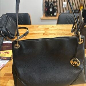 Michael Kors Black Shoulder Bag with Gold Accents